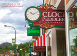 An archival premium Quality Art Print of Clock Peddler of Gatlinburg Trade Sign for sale by Brandywine General Store