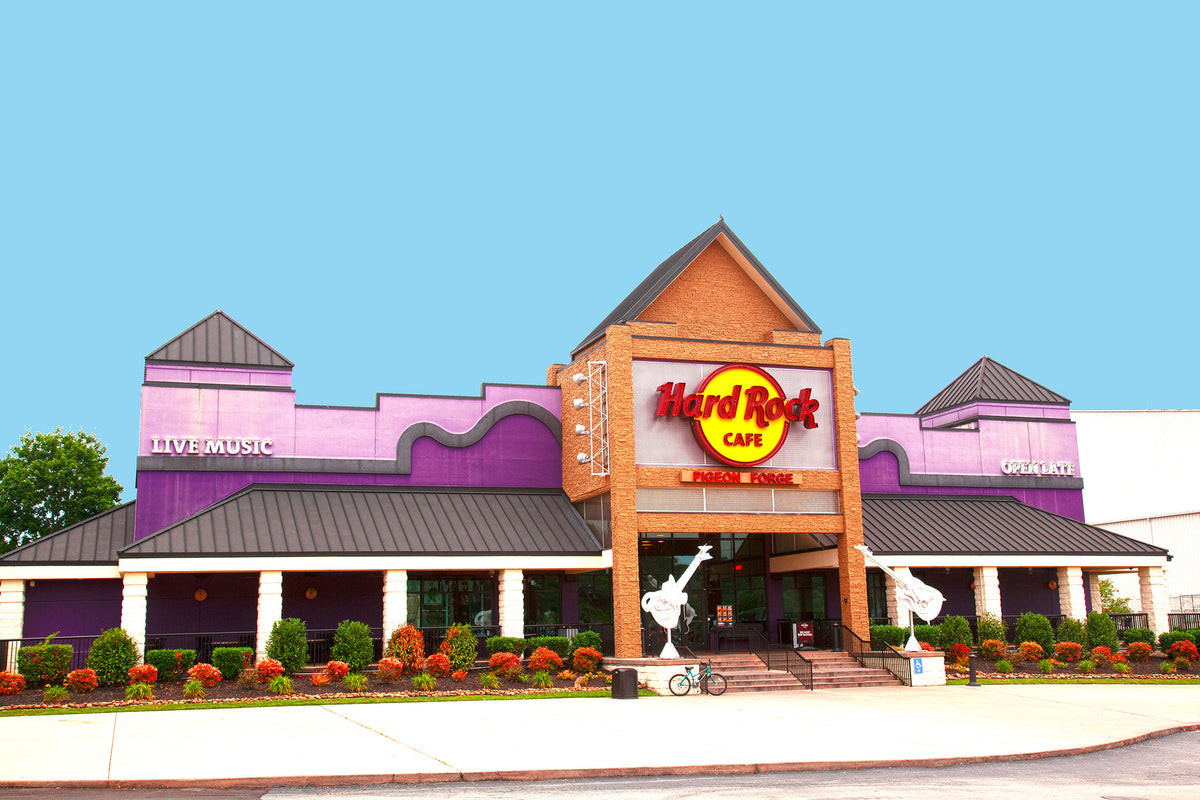 An archival premium Quality art Print of the Hard Rock Cafe in Pigeon Forge, Tennessee for sale by Brandywine General Store