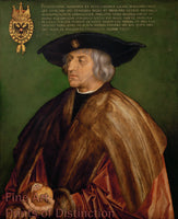 An archival premium Quality art Print of Portrait of Emperor Maximilian I by Albrecht Durer for sale by Brandywine General Store.