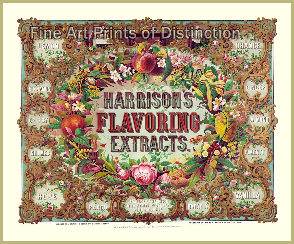 Museum Quality Print of an Advertisement for Harrison's Flavoring Extracts