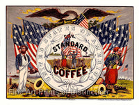 USA Our Standard Coffee Advertising Woodcut Print