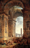 An archival premium Quality Art Print of Ruins with an Obelisk in the Distance by Hubert Robert for sale by Brandywine General Store.