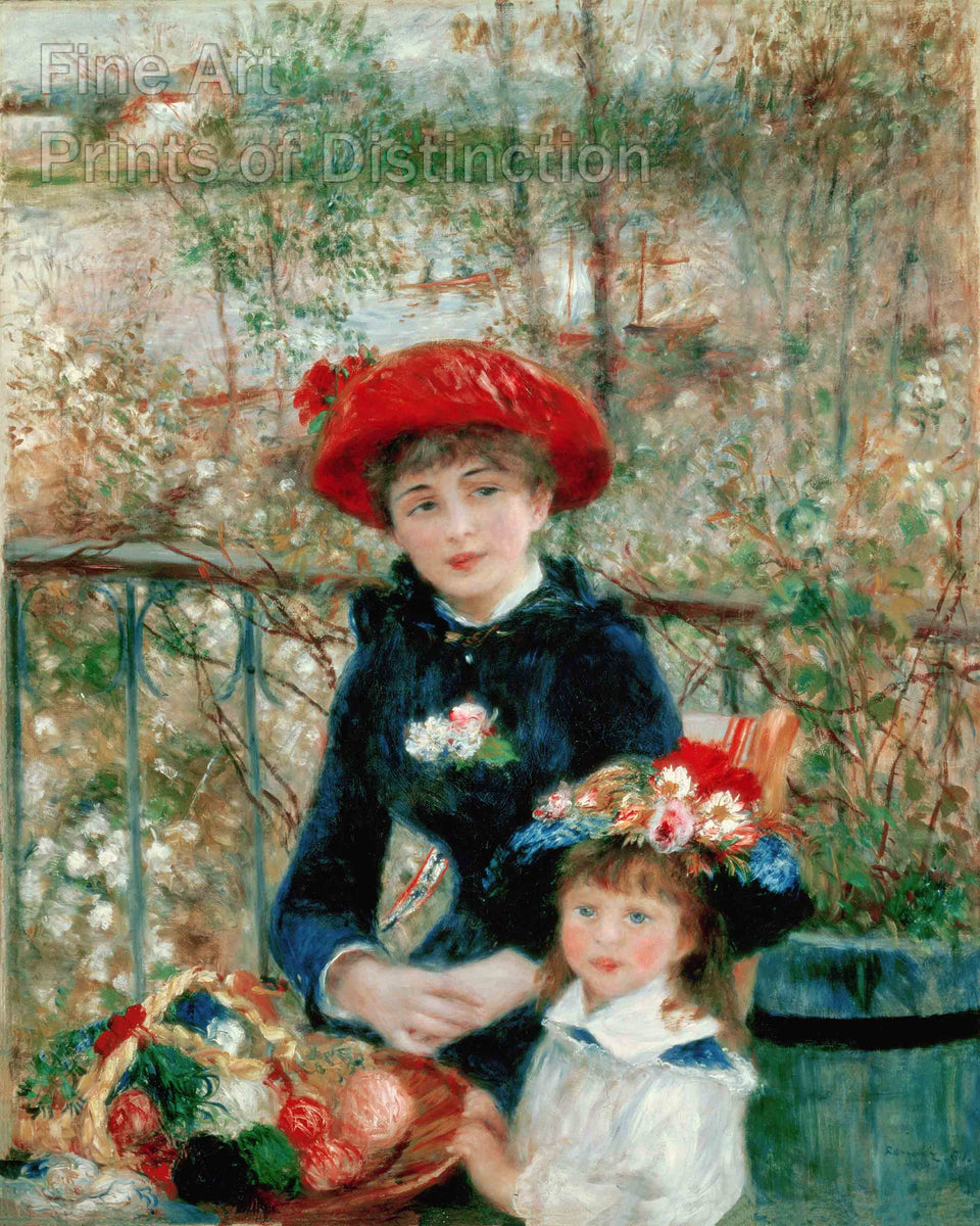 An archival premium Quality art Print of Two Sisters on the Terrace painted by the French Impressionist Artist Pierre Auguste Renoir in 1881 for sale by Brandywine General Store