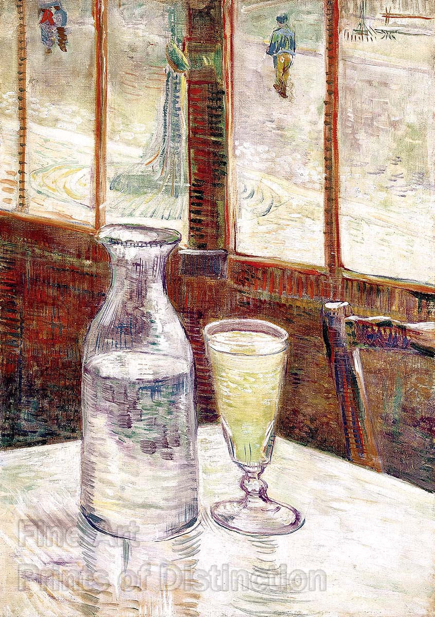 An archival premium Quality art Print of Cafe Table with Absinthe painted by Vincent Van Gogh at Paris in 1887 for sale by Brandywine General Store