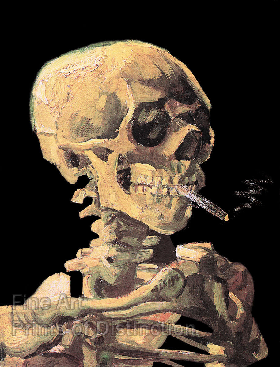 skeleton head smoking a cigarette Van Gogh Vincent skeleton head smoking a cigarette Van Gogh Vincent