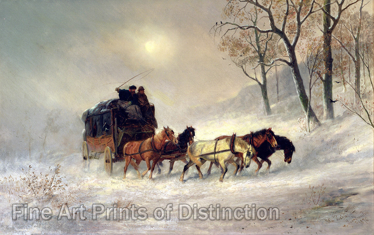 An archival premium Quality art Print of Snowstorm in the Sierras by William Hahn painted in 1876 for sale by Brandywine General Store