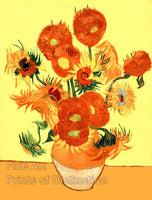 An archival premium Quality art Print of Sunflowers painted by Vincent Van Gogh during the month of January 1889 for sale by Brandywine General Store