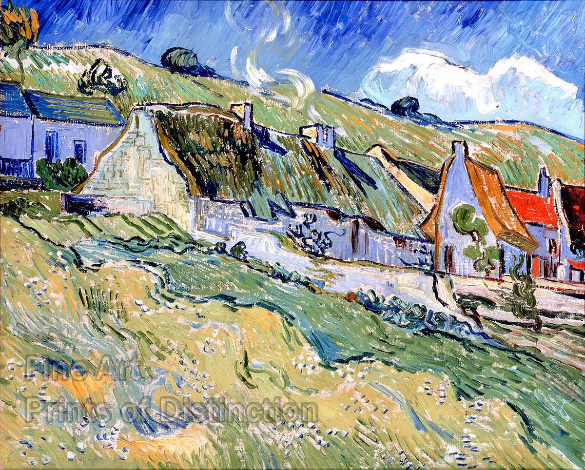 An archival premium Quality art Print of Thatched Cottages at Auvers-Sur-Oise by Vincent Van Gogh for sale by Brandywine General Store