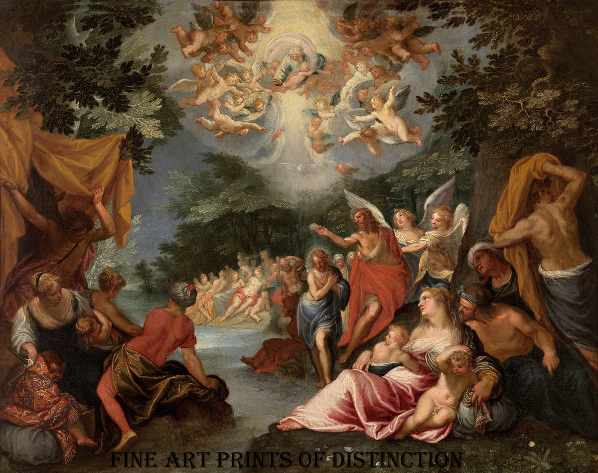 An archival premium Quality Print of the Baptism of Christ by German and Flemish Artists Hans Rottenhammer and Hendrik de Clerck for sale by Brandywine General Store