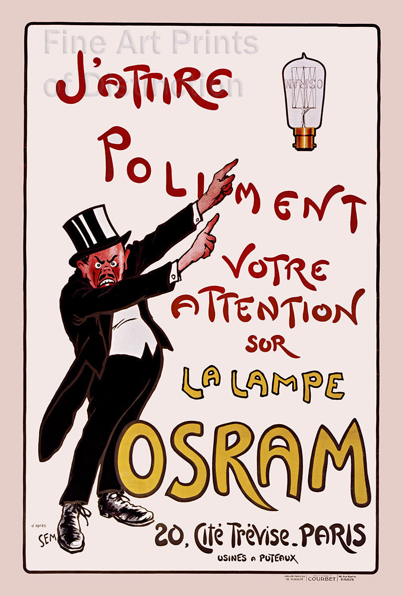 Osram La Lampe French Advertising Lithograph Poster