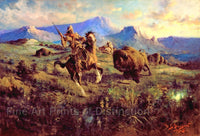 An archival premium Quality art Print of The Buffalo Hunt painted by Edgar Samuel Paxson in 1905 for sale by Brandywine General Store