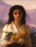 An archival premium Quality art Print of Girl Holding Lemons painted by William Adolphe Bouguereau for sale by Brandywine General Store