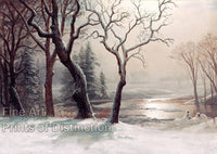 An archival premium Quality art Print of a snowy scene called Winter in Yosemite by Albert Bierstadt for sale by Brandywine General Store