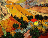 An archival premium Quality art Print of Landscape with House and Ploughman by Vincent Van Gogh for sale by Brandywine General Store