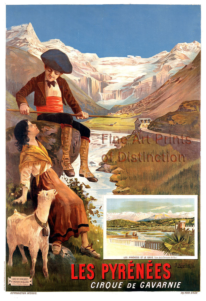 The Pyrenees Mountains Travel Poster