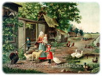 An archival premium Quality art Print of an early farming scene called Evening on the Farm for sale by Brandywine General Store