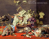 An archival premium Quality art Print of Still Life with Grapes and Game painted by Flemish artist Frans Snyders in 1630 for sale by Brandywine General Store