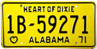 1971 Alabama License Plate Excellent Condition