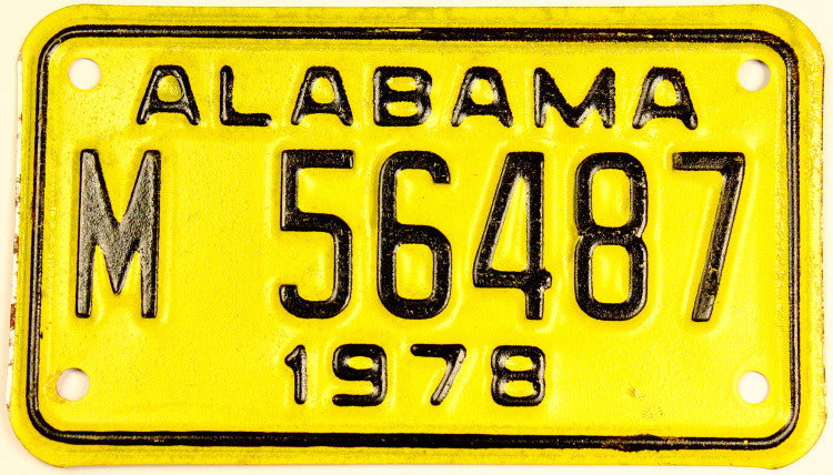 1978 Alabama Motorcycle License Plate in NOS excellent minus condition