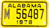 1978 Alabama Motorcycle License Plate in NOS excellent minus condition