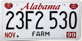 A NOS 1999 Alabama Farm License Plate for sale by Brandywine General Store in new old stock excellent quality