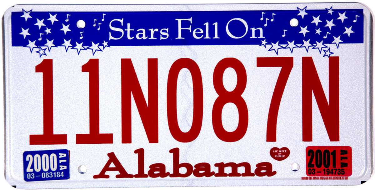2001 Alabama Stars Fell License Plate