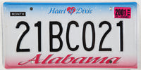 A NOS 2001 Alabama passenger car license plate
