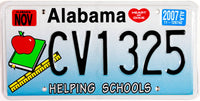An unused classic 2007 Alabama Helping Schools Passenger Automobile License Plate for sale by Brandywine General Store in  near mint condition