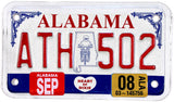 A 2008 Alabama Motorcycle License Plate that is in Excellent Plus Condition and has been very lightly used for sale by Brandywine General Store