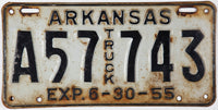 An antique 1955 Arkansas Truck License Plate