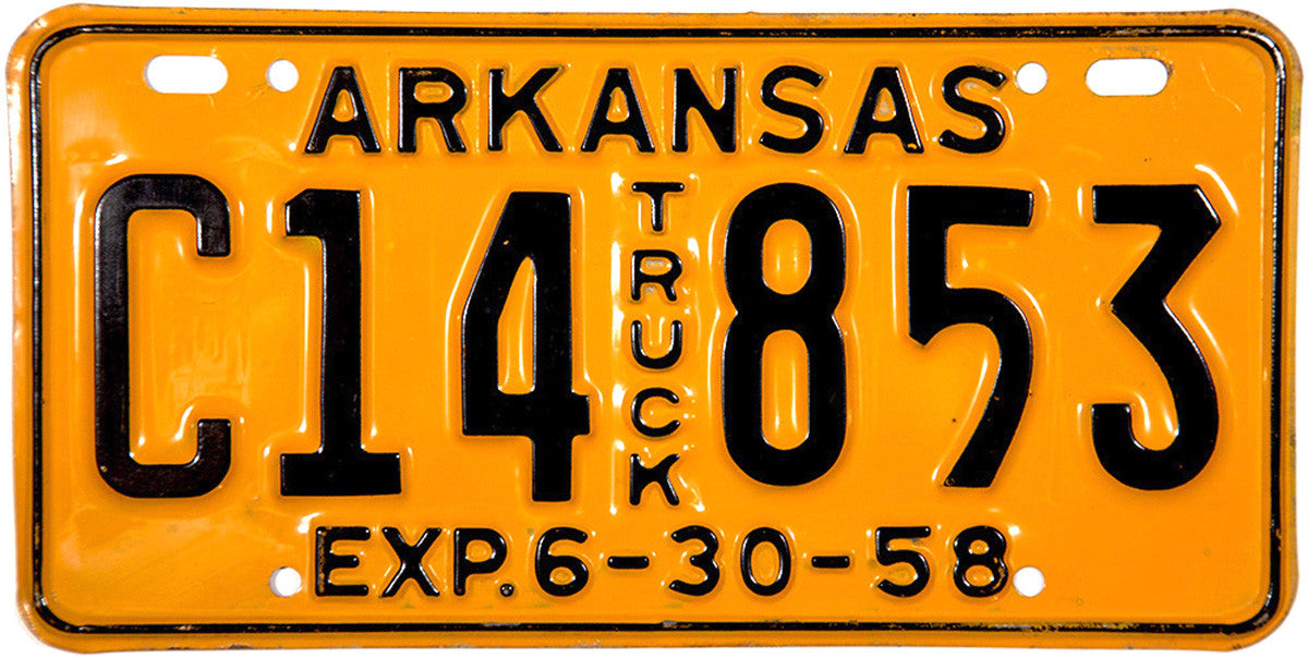 1958 Arkansas Truck License Plate