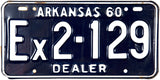 An antique 1960 Arkansas dealer license plate that is new old stock excellent condition for sale by Brandywine General Store