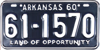 1960 Arkansas License Plate