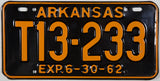 1962 Arkansas Cotton Trailer License Plate