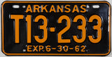 1962 Arkansas Cotton Trailer License Plate