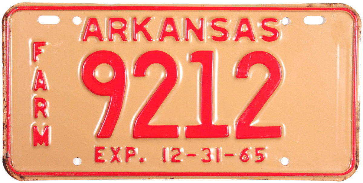 1965 Arkansas Farm License Plate