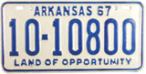 1967 Arkansas License Plate