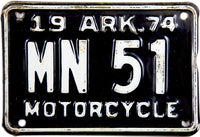 1974 Arkansas Motorcycle License Plate