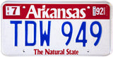 1992 Arkansas License Plate