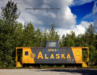 An art Print of an Alaska Railroad Car