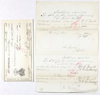 A group of 3 Baltimore historical documents showing payments for inspections of the school house buildings  and 10 bushel of hair for the new Bayview Insane Asylum