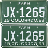 1968 Colorado Farm License Plates