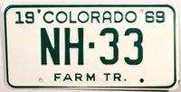 1969 Colorado Farm Tractor License Plates