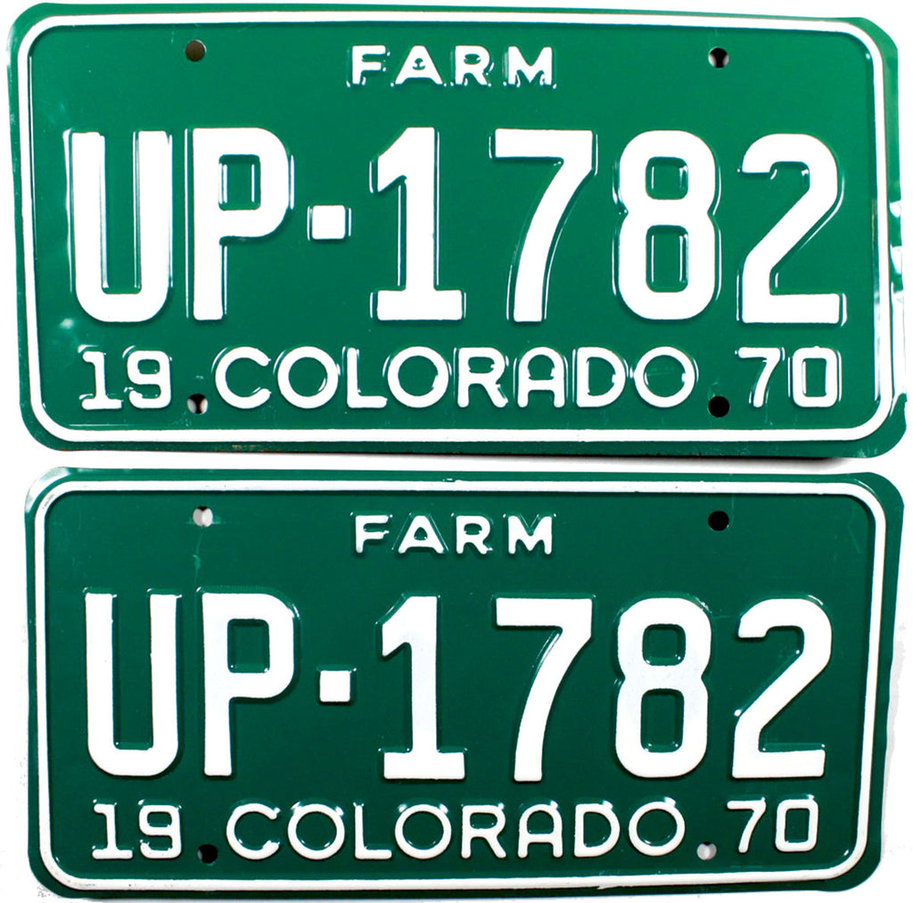 1970 Colorado Farm License Plates Brandywine General Store