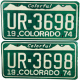 1974 Colorado License Plates Near Mint
