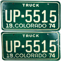 1974 Colorado Truck License Plates
