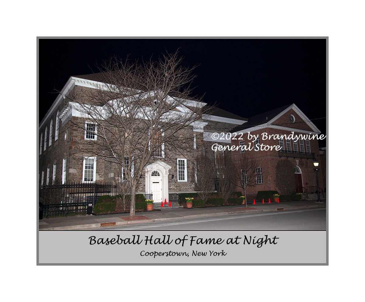 Baseball Hall of Fame at Night poster style print Brandywine General Store
