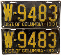 1931 District of Columbia License Plates