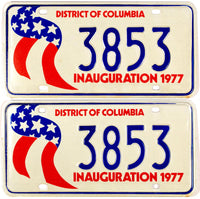 A pair of District of Columbia 1977 Inauguration license plates for sale by Brandywine General Store in excellent plus condition