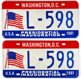 1981 District of Columbia Inaugural License Plates